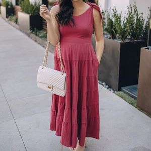 Dark pink maxi/midi dress with pockets